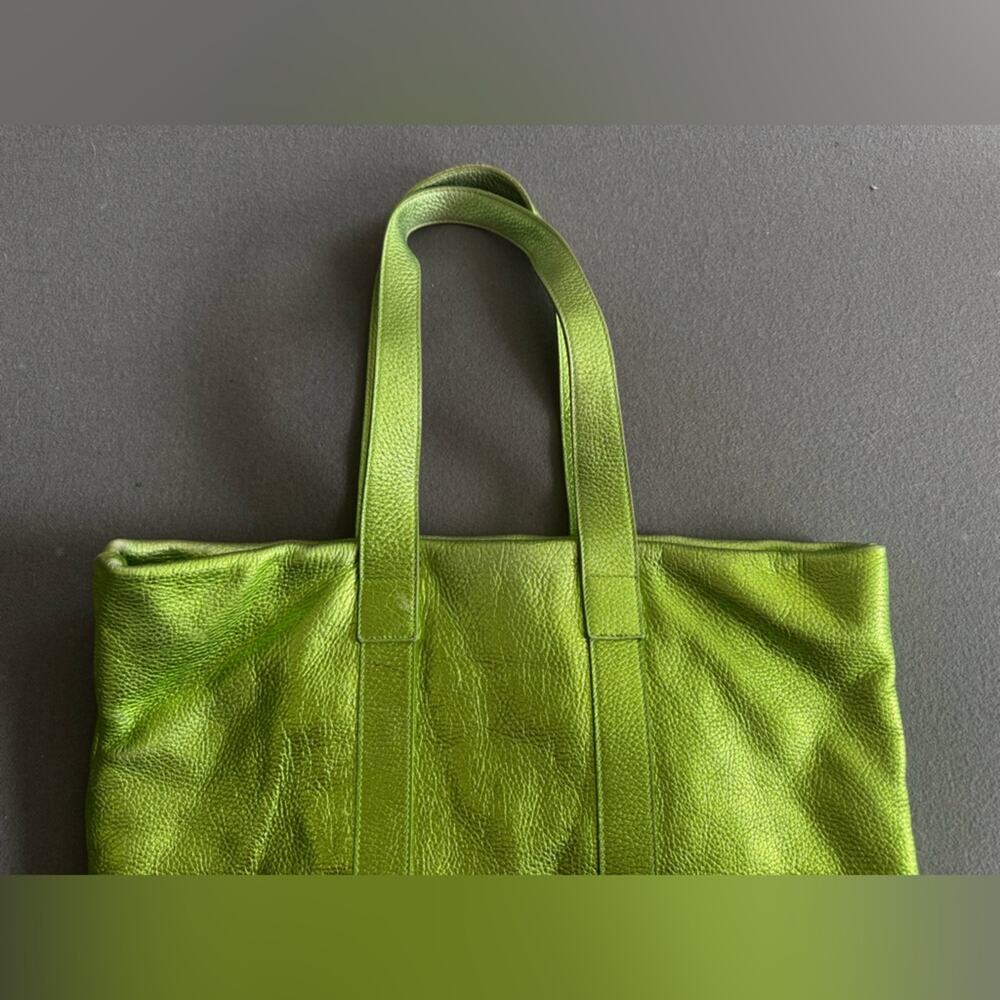 Burberry Prorsum Metallic Green Leather Tote Bag - Picture 2 of 16